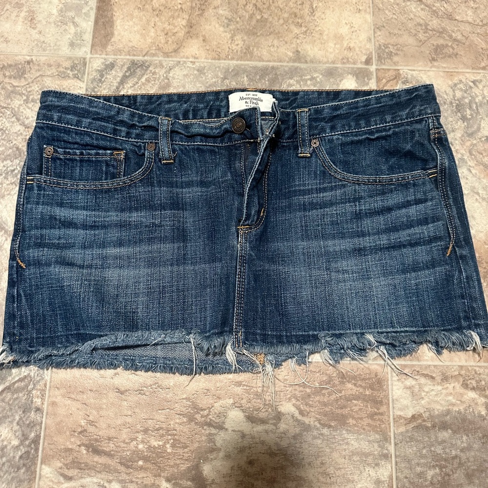 Abercrombie & Fitch Dark Blue Frayed Mini Skirt